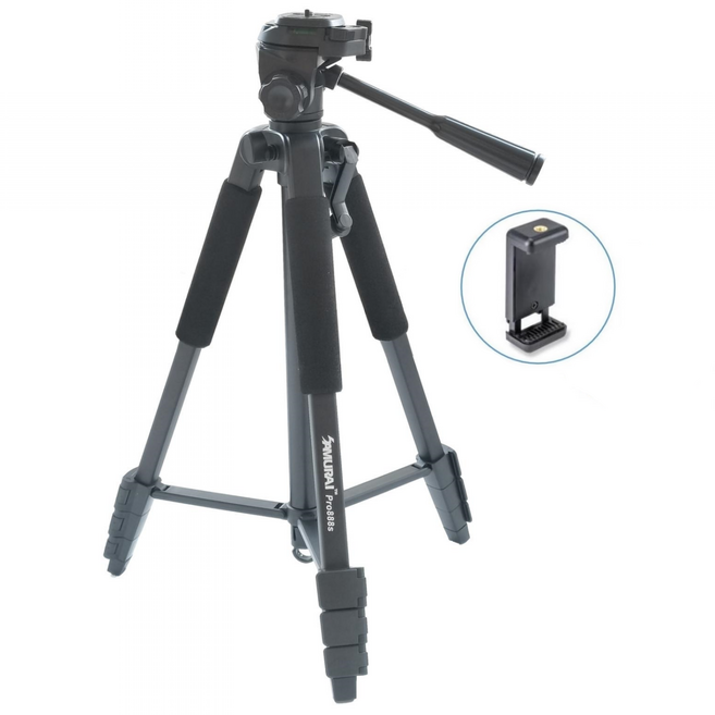 사무라이 PRO888S 튼튼한 여행용 카메라 핸드폰 스마트폰 4단 미니 삼각대, 1개, 블랙, 사무라이888S