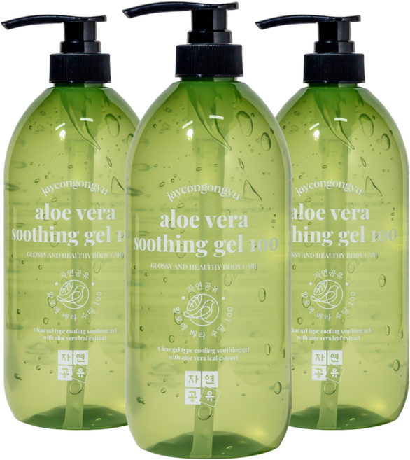 수아연 자연공유 알로에 베라 수딩젤 100, 3개, 1L