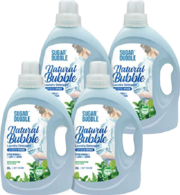 슈가버블 세탁세제 내추럴버블3LX4개1BOX /일반드럼, 1개