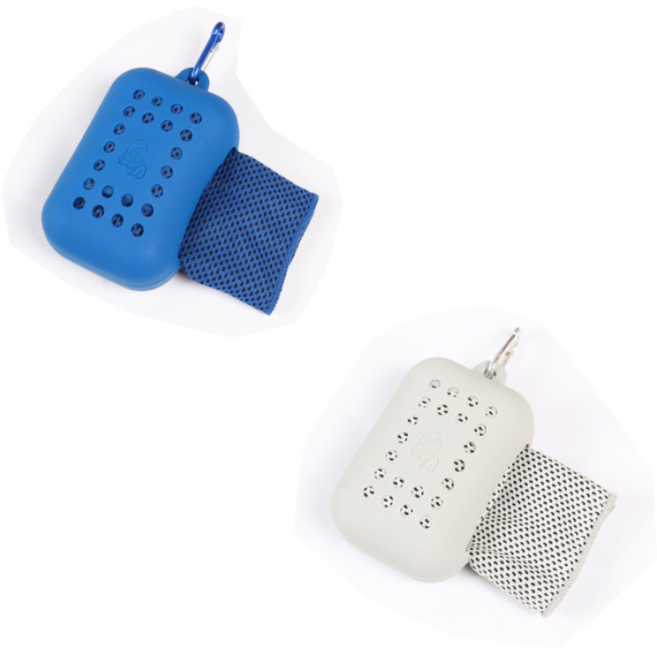 몬스터 스포츠 타월 90 x 30 cm 2종 세트, 블루 + 그레이, 1세트