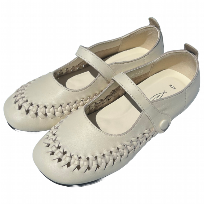 발편한 여성 소가죽 벨크로 위빙로퍼 3cm