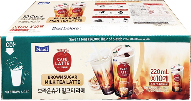 매일 마이 카페라떼 브라운슈가 밀크티, 1개, 10개, 220ml