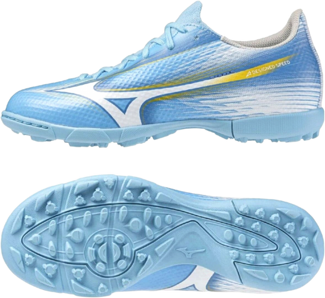 미즈노 알파3 셀렉트 AS 주니어 풋살화 TF 인조잔디 축구화 Sky