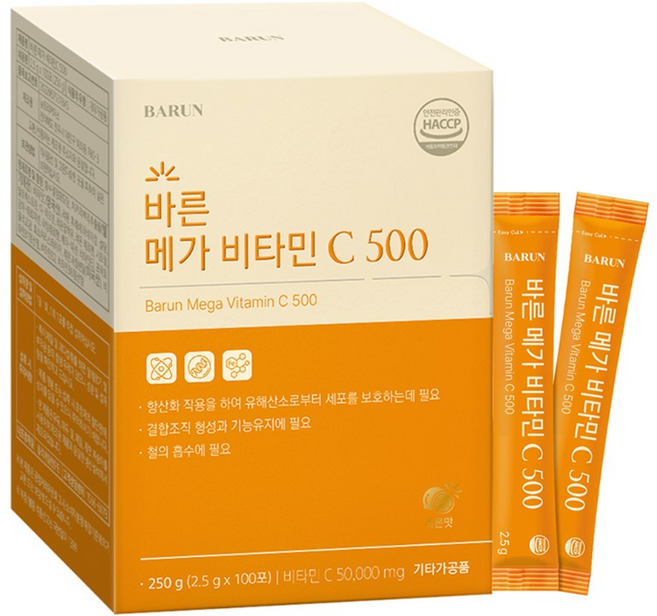 바른 메가 비타민C 영국산 분말 스틱 100포, 2.5g, 1박스