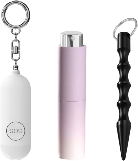 가드락 휴대용 호신용품 풀세트, 1세트, 화이트&라일락 - 쿠팡