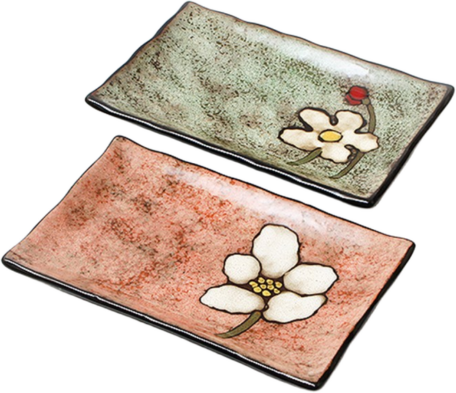 로얄에식스 소담 생선접시 핑크 그린 세트, 1세트, 접시 2종, 혼합색상