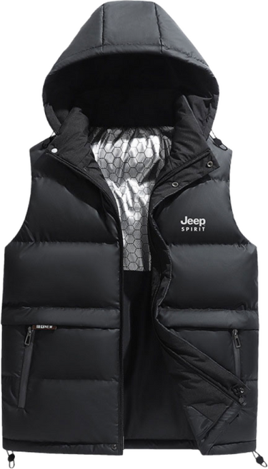 지프스피릿 남녀공용 베이직 웰론 패딩조끼 후드 탈부착 패딩조끼 2995