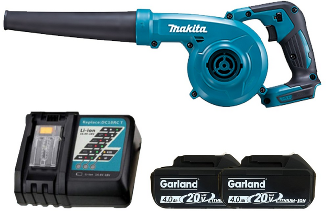 마끼다 무선 송풍기 블로워 18V 갈랜드 배터리 세트 DUB185 캠핑 낙엽 세차 제설 전동 충전 브로워, DUB185+GL 4Ah배터리 2개+GL 충전기, 1세트