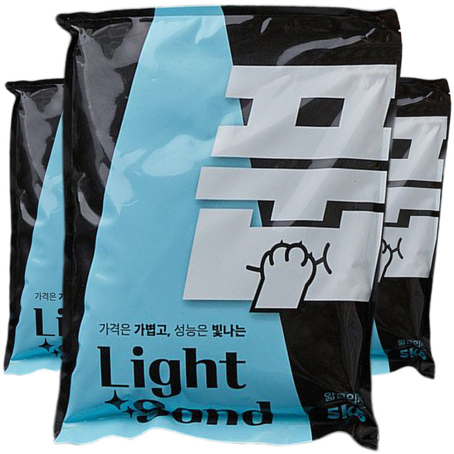 풉 고양이 라이트샌드 얇은입자 모래, 5kg, 3개, 무향