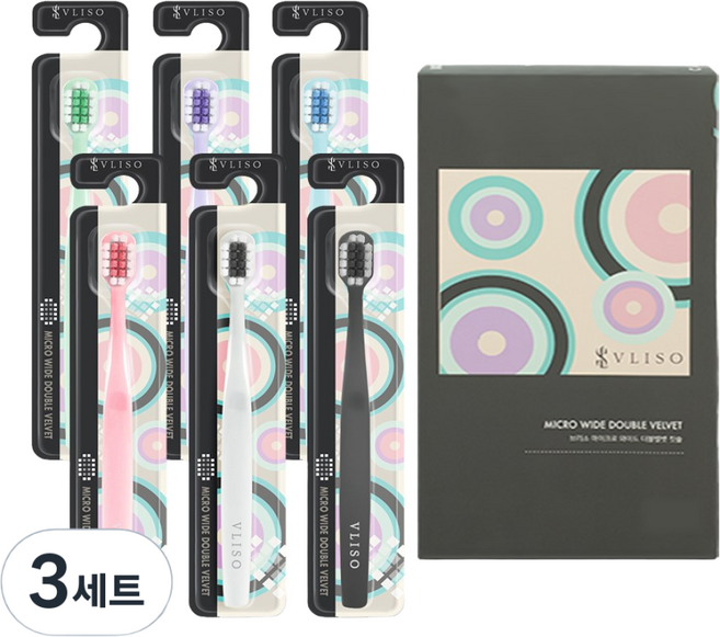 브리소 마이크로와이드 더블벨벳 부드러운 칫솔 초미세모 임산부 잇몸 만모, 3세트, 6개입