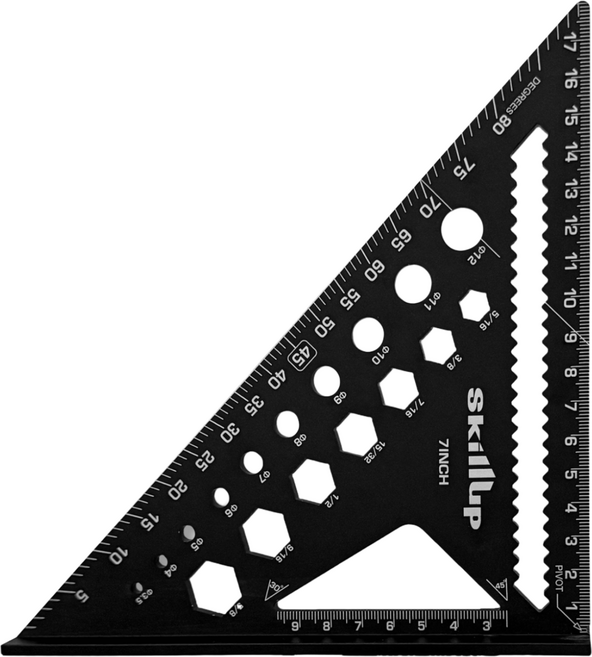 네이쳐툴 알루미늄 제도용 목공 삼각자 스피드스퀘어 목수 각자 직각자, 1개, 7인치