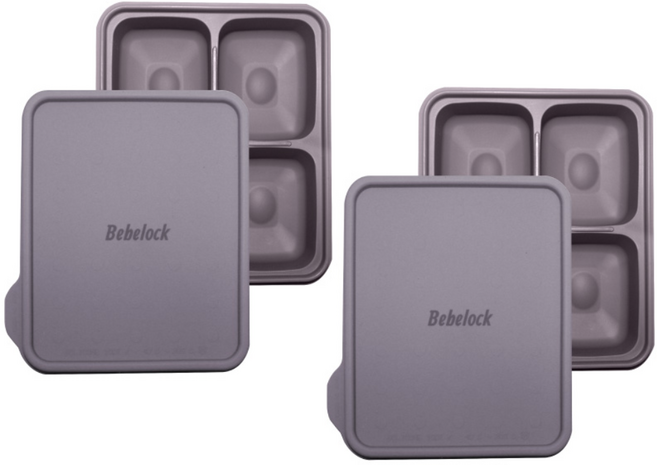 베베락 포네르 플래티넘 실리콘 이유식 큐브 용기 4구, 레드빈, 2개
