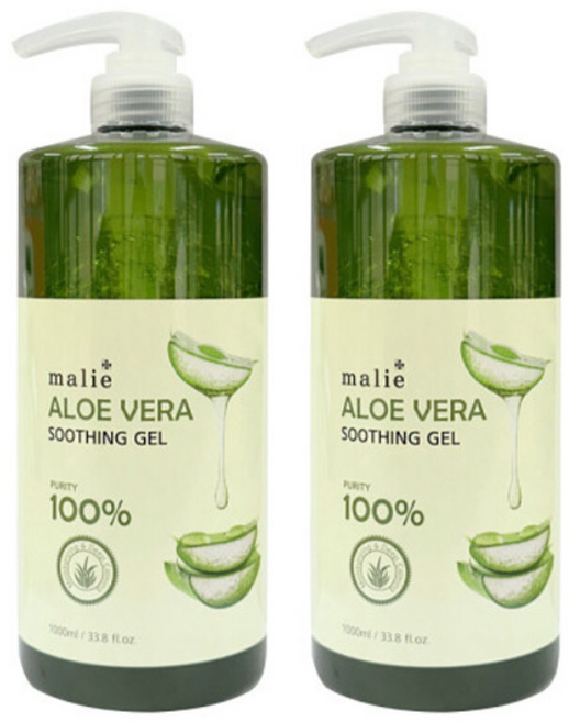 올레이디 마리에 알로에베라 수딩젤 순도 100% 대용량 1000ml 알로에겔 수분 진정 보습 크림, 2개, 1L