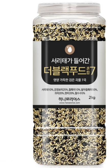 [하나로라이스] 서리태 검정보리 더블랙푸드 혼합7곡 2kg, 1개