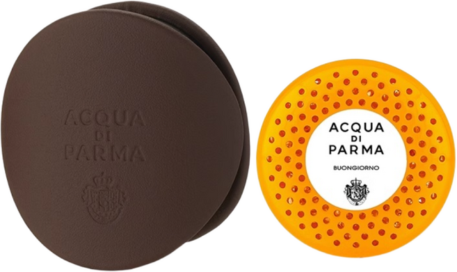 아쿠아 디 파르마 차량용 방향제 브라운케이스 디퓨저세트 (케이스+카트리지+쇼핑백) 본조르노 루체디콜로니아 미르토디파나레아 피코디아말피 아란치아디카프리 라카사술라고, 본 조르노, 1세트