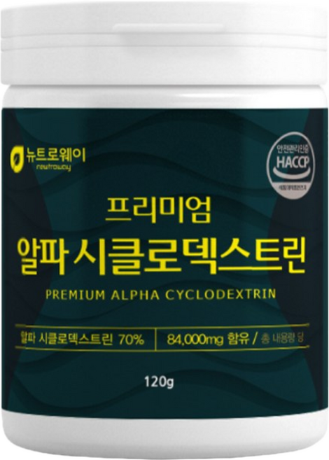 알파CD 시클로덱스트린 유산균 효소 분해 건강엔 다이어트 유기농 애사비 모로오렌지 효능 가루 분말 식약처 인증 해썹 원데이알파시클로덱스트린알파cd 다이어트알파cd분말, 120g, 1개