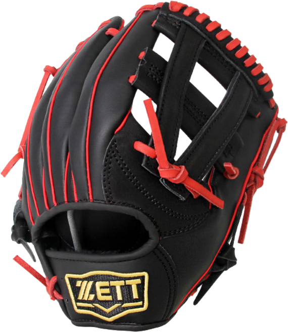 제트 ZETT 11.75인치 올라운드 글러브 BPGK-3535 야구 브론즈급 소가죽 입문용, 1개, 블랙/레드