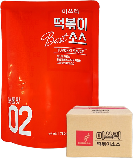 미쓰리 떡볶이 소스 02 보통맛 780g 업소용 대용량, 20개