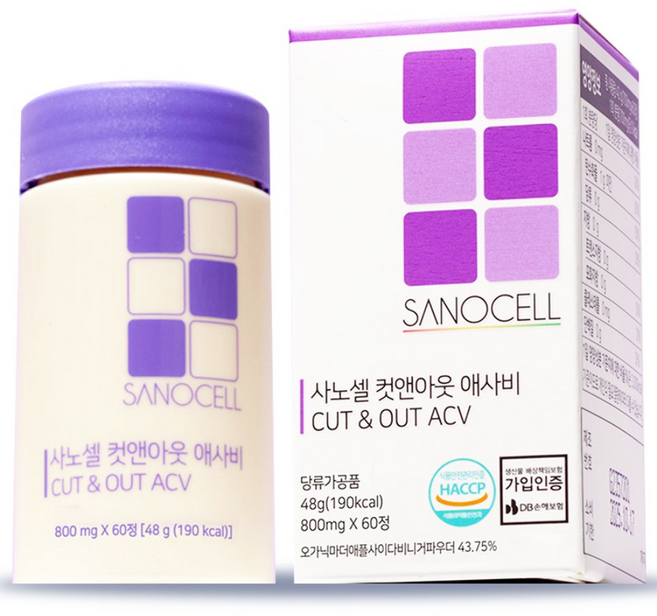 사노셀 컷앤아웃 애사비 (1병 60정) 2개월분 애플사이다비니거 유기산 초모, 1개, 60정