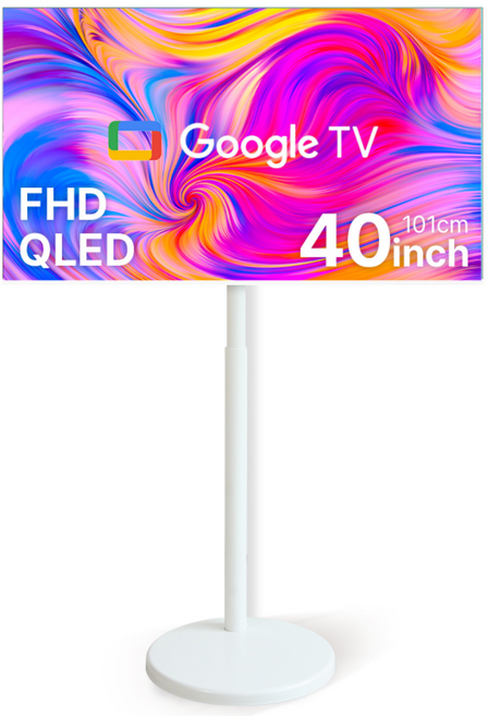 무빙큐빅스 스마트 40인치 FHD QLED 화이트에디션 삼탠바이미 X1시리즈 셋트 이동식 tv 거치대 삼텐바이미 스탠바이미 중소바이미, 고객직접설치, 스탠드형, 101cm(40인치)