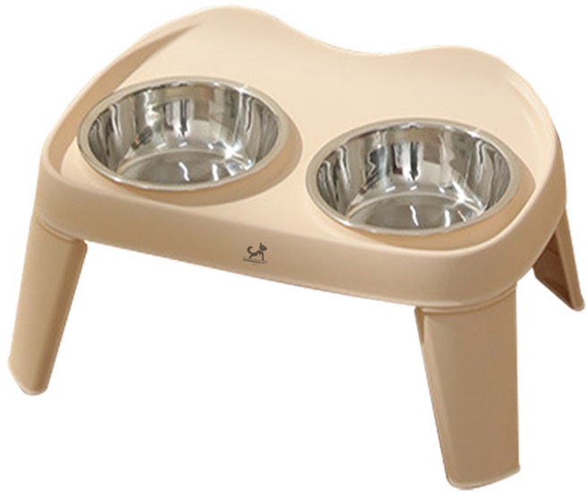 딩동펫 반려동물 접이식 스텐 식탁 2구 M, 베이지, 1개