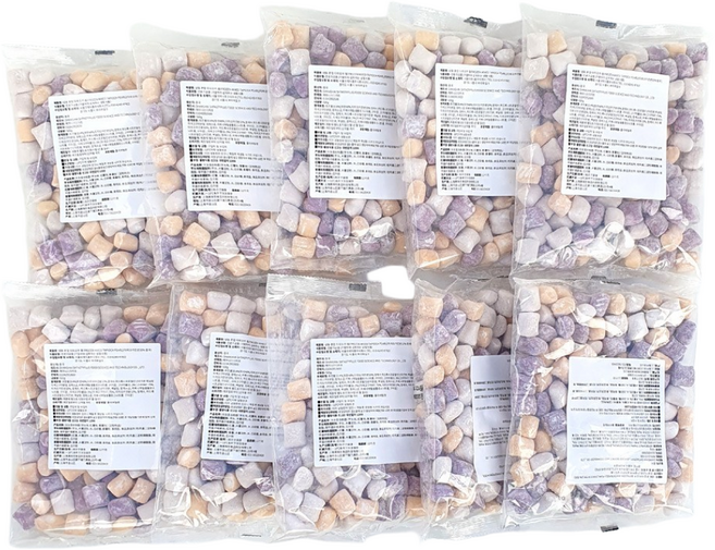새마원 냉동 칼라 혼합 타피오카펄(대) 무지개 색상 빙수용 빙수떡, 10개, 500g