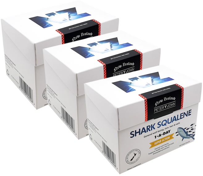 뉴질랜드 피터앤존 상어 간유 스쿠알렌 180캡슐 3박스, 3개, 200정