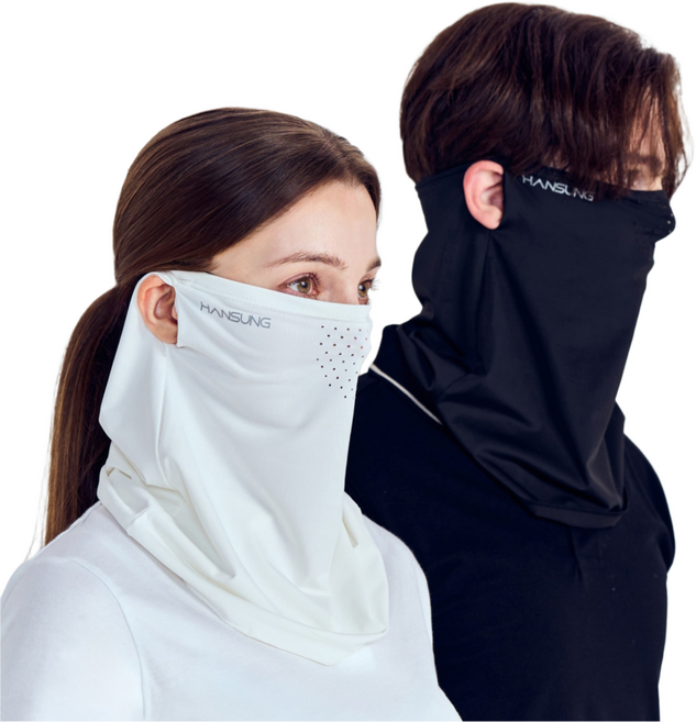 한성스포츠 골프 마스크 uv 차단 남성 여성, 블랙+블랙, 2개