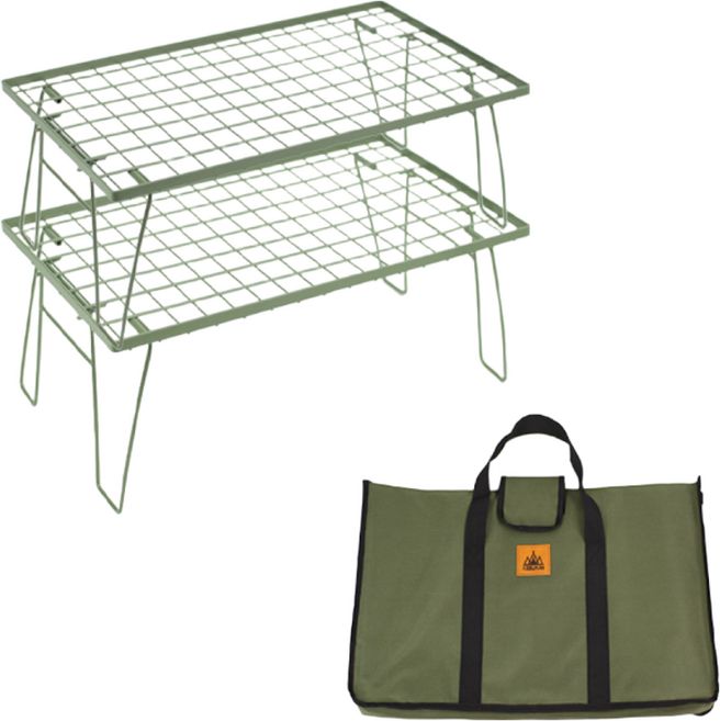 KOOLMAN(쿨맨) 다용도 감성 쿨러 스탠드 캠핑테이블 1+1 가방세트, 쿨러테이블(스틸) - 그린2개 + 그린가방