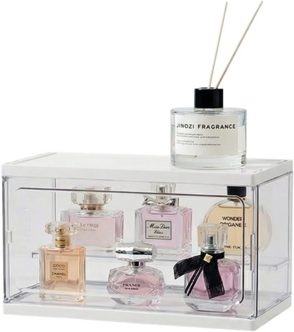 ZHEYE 대용량 투명 화장품 수납장이자 멀티 화장대 (향수 및 스킨케어 진열 홈카페 소품 수납용), 1개, 27CMx14CMX16CM