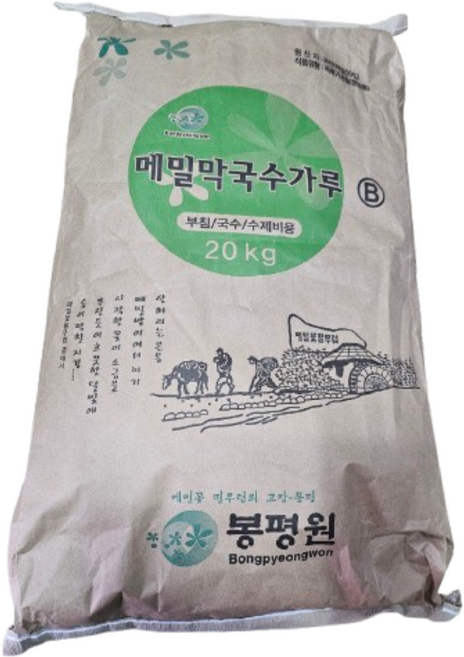 봉평원 메밀막국수가루B 20kg - 부침/국수/수제비용 (메밀함량20%), 1개