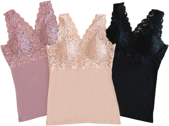 [국산] 이너리어 부드러운 텐셀 레이스 노와이어 나시 브라런닝