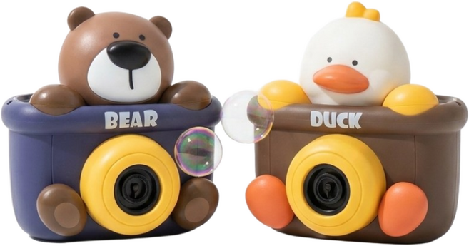 카메라 오토 버블 비눗방울 멜로디 자동 버블건 KC인증 배터리 사은품 포함, 1개, BEAR(네이비브라운)