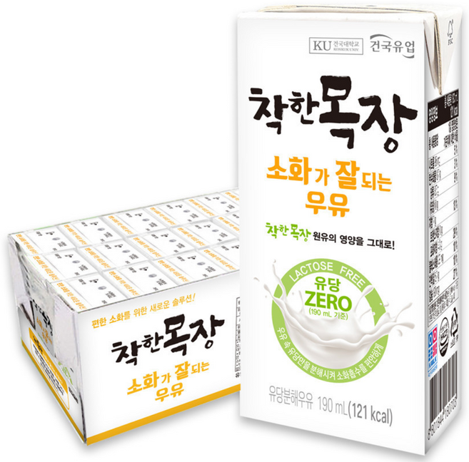건국우유 건국 착한목장소화가잘되는멸균우유 24입, 190ml, 24개