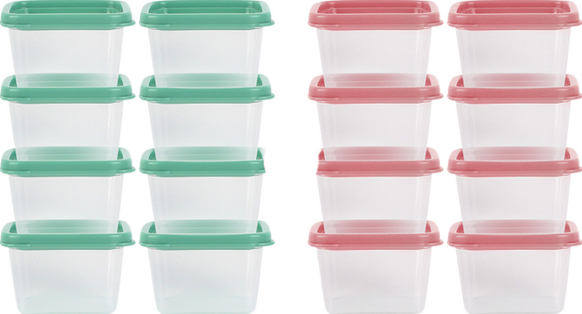 베베락 엘파 큐브 이유식용기 8P+8P, 엘파 사각120(피치핑크8P+민트그린8P), 1세트