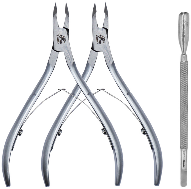 카라 니퍼 전문가용 네일니퍼 & 네일푸셔 큐티클제거 네일케어, 1개, 실버, 니퍼2개+푸셔1개