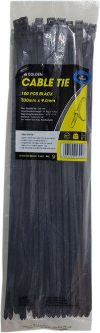 골든 케이블타이 530mm 100개입(흑/백) 케이블타이 대형 케이블타이 특대 사이즈 전선정리 케이블선정리 대용량 케이블타이 다용도 케이블타이, 블랙1박스(20봉)
