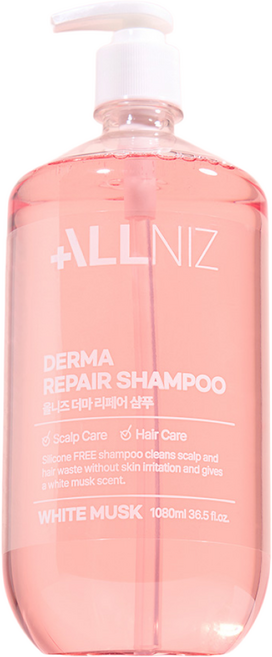 올니즈 더마 리페어 약산성 두피각질케어 대용량 샴푸 화이트머스크향, 1개, 1.08L