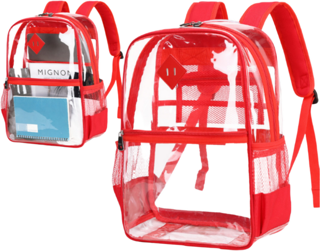 위아해피 직관가방 야구직관가방 PVC백팩 투명 야구장 스포츠직관, 레드, 1개