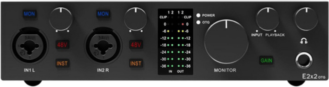 TOPPING E2x2 OTG 토핑 프로 오디오 인터페이스 오인페 홈레코딩 정품, 블랙