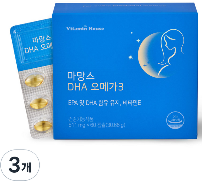 비타민하우스 마망스 DHA 오메가3 30.66g, 60정, 3개