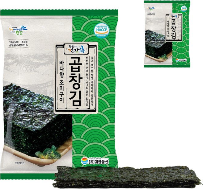 완도건강해 바다향 조미구이 곱창김 5p, 18g, 2개