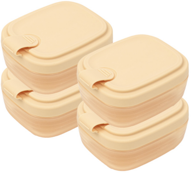 네오실리 에어락 국산 프리미엄 실리콘 밀폐 용기 냉동밥용기, 4개, 소형(150ml) 버터옐로우