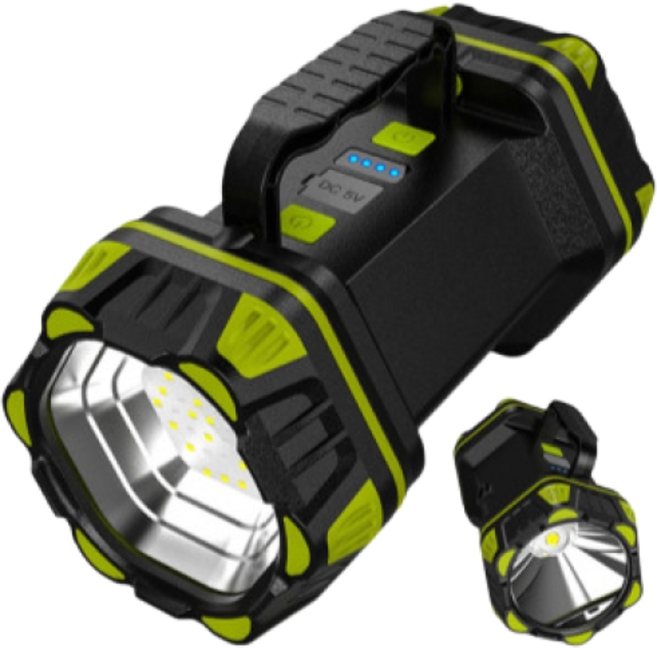 멀티멀타 LED 양면 캠핑 후레쉬 2in1 랜턴 일체형 충전식 C타입 줌 서치, 1개