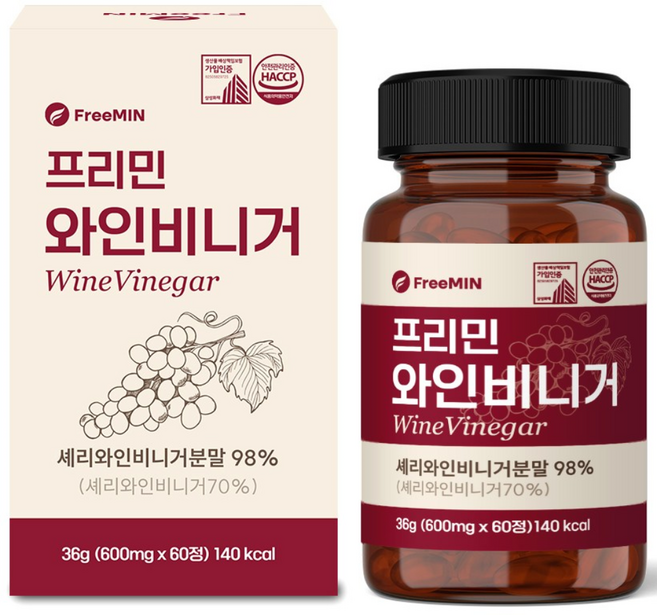 프리민 와인비니거 정 셰리 와인 식초 슬림 밸런스 HACCP, 1개, 60정