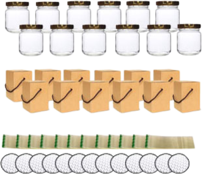 [글라스락_슈가블링] 12개세트_유리병150(허브사각형_골드)/유리병+선물상자+실링지+수축필름), 12개, 150ml, 실버철캡