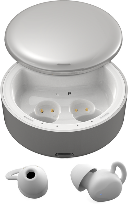 쿠오 16채널 스마트 소음 감소 미니 충전식 블루투스 음성증폭기 무선 이어폰 좌우 한 세트, 1세트