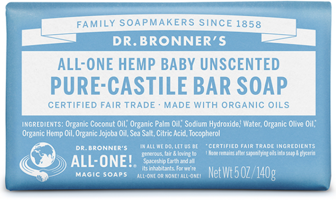 닥터브로너스 베이비 마일드 퓨어 캐스틸 바 솝 무향, 140g, 1개