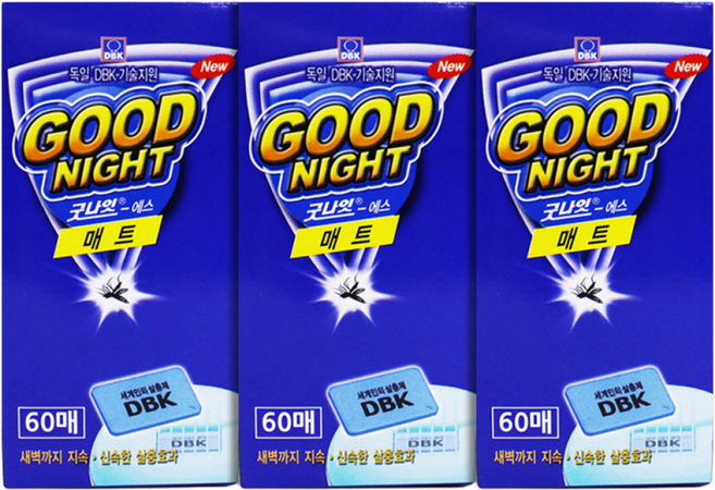굿나잇 에스매트 리필 60매 3개 전기 모기약 모기향