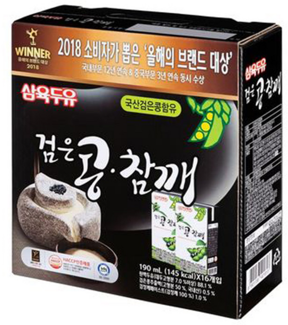 삼육두유 검은콩 참깨 두유, 190ml, 64개